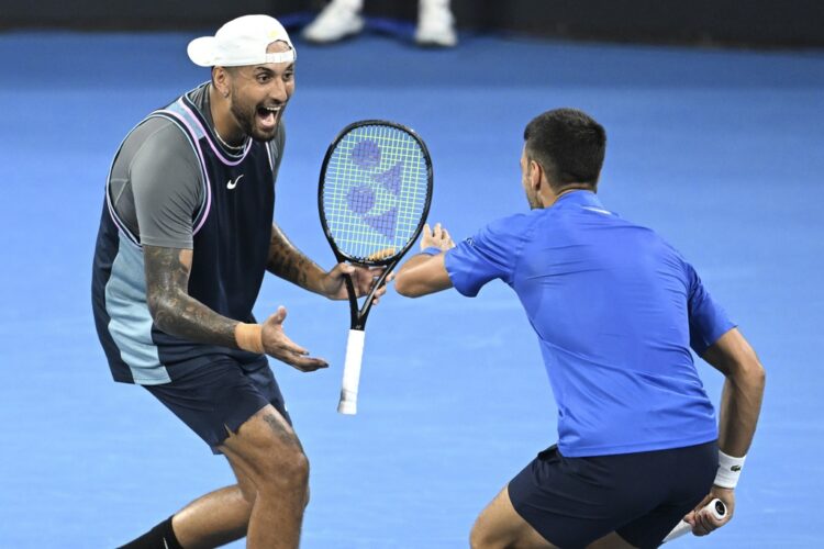 All smiles as Djokovic and Kyrgios treat crowd to flashy shots in doubles win